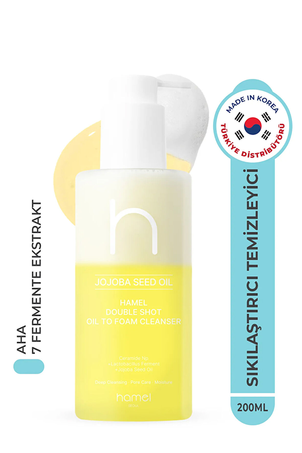 Jojoba Seed Oil Double Shot Foam Cleanser Çift Fazlı Temizleyici Kore 200ml
