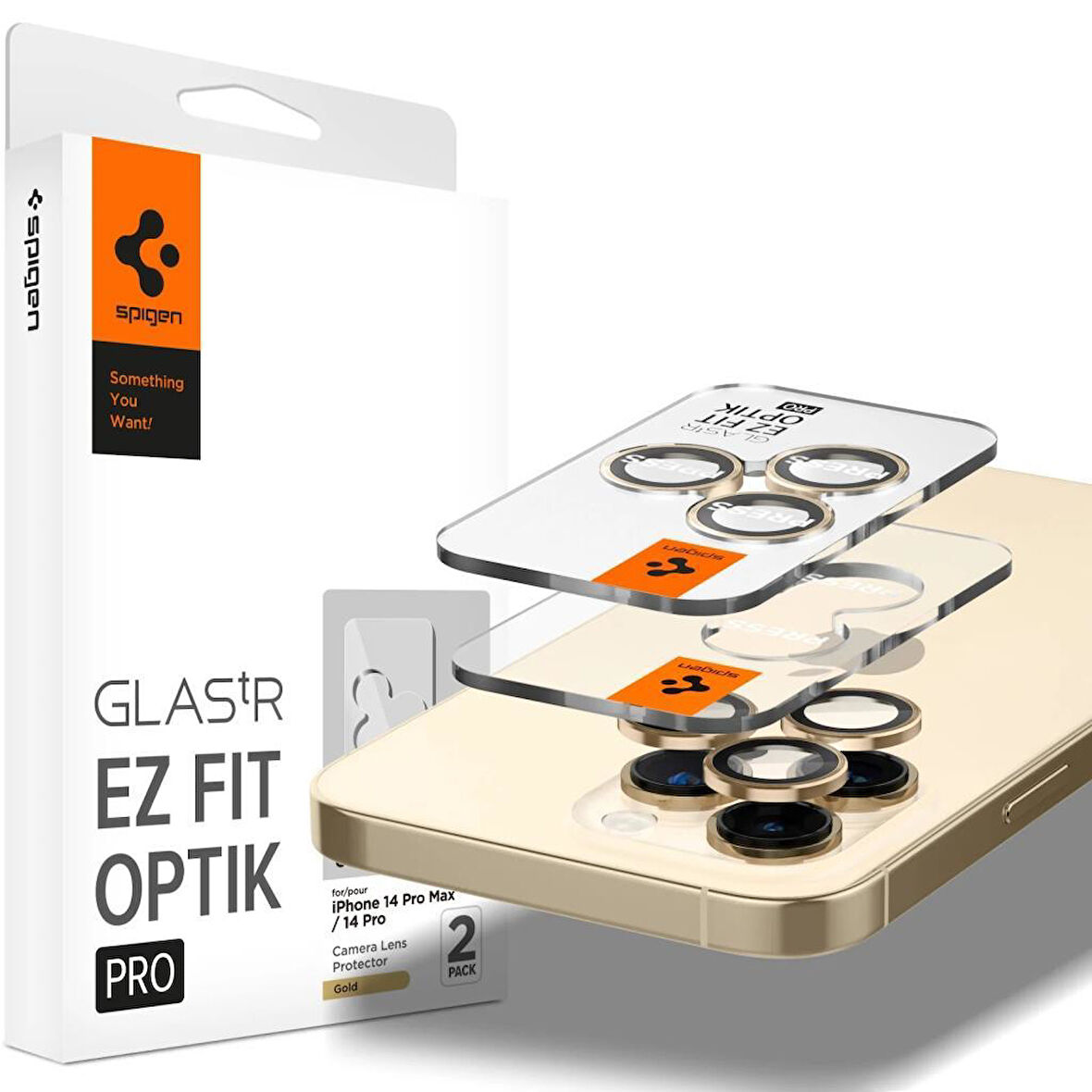 Spigen iPhone 16 Pro Max / 16 Pro / 15 Pro Max / 15 Pro / 14 Pro Max / 14 Pro Kamera Lens Camı Koruyucu Glas.tR EZ Fit Optik Pro (2 Adet)