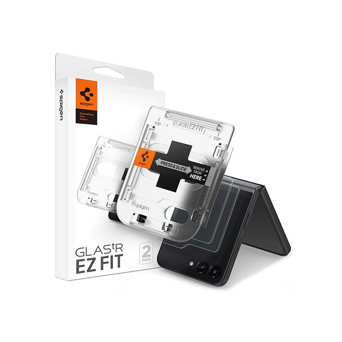 Galaxy Z Flip 5 Cam Ekran Koruyucu Kolay Kurulum, Spigen Glas.tR EZFit (2 Adet)