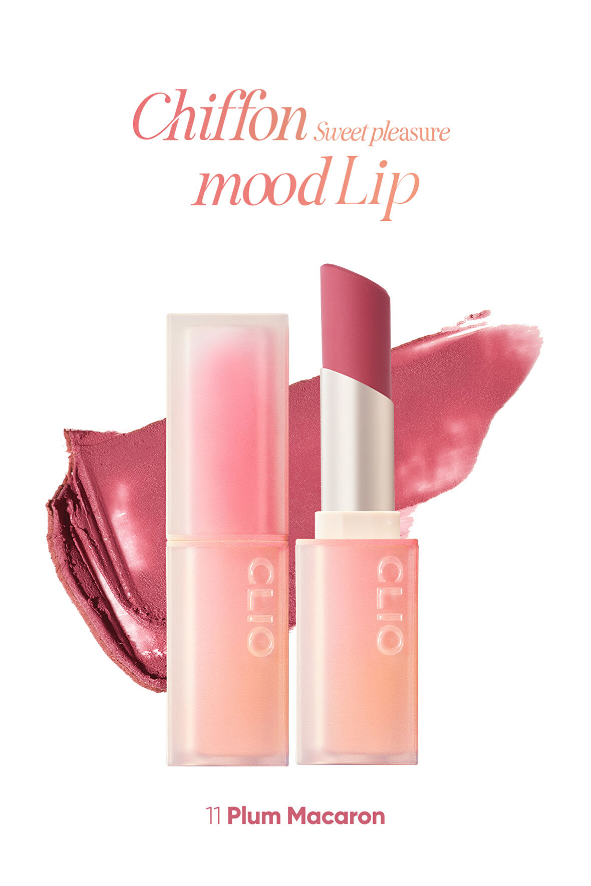 Yumuşak Dokulu, Hafif Mat Görünüm Sunan Ruj Clio Chiffon Mood Lip (11 Plum Macaron)