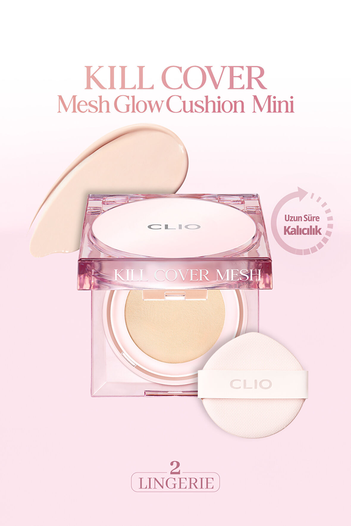 Yoğun Nem ve Işıltı Veren Cushion CLIO Kill Cover Mesh Glow Cushion Mini (2 Lingerie) SPF50+ PA++++