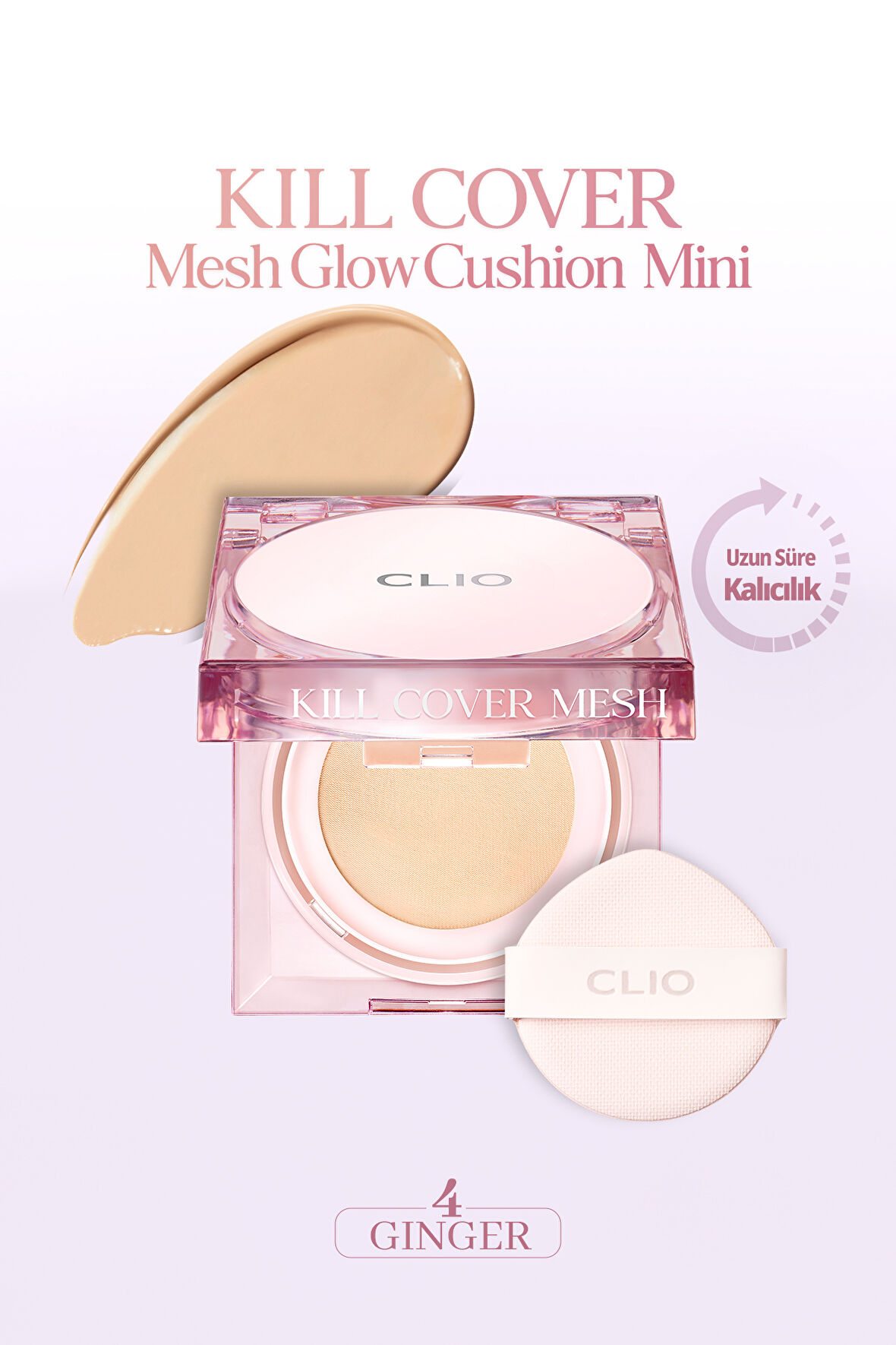 Yoğun Nem ve Işıltı Veren Cushion CLIO Kill Cover Mesh Glow Cushion Mini (4 Ginger) SPF50+ PA++++