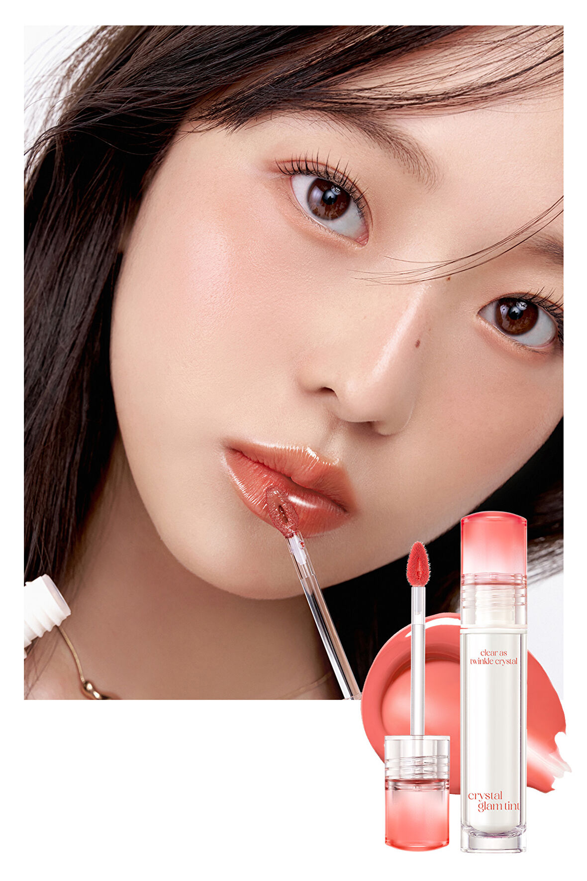 Yapışkanlık Hissi Vermeyen Yoğun Işıltılı Tint Clio Crystal Glam Tint (09 Bare Peach)