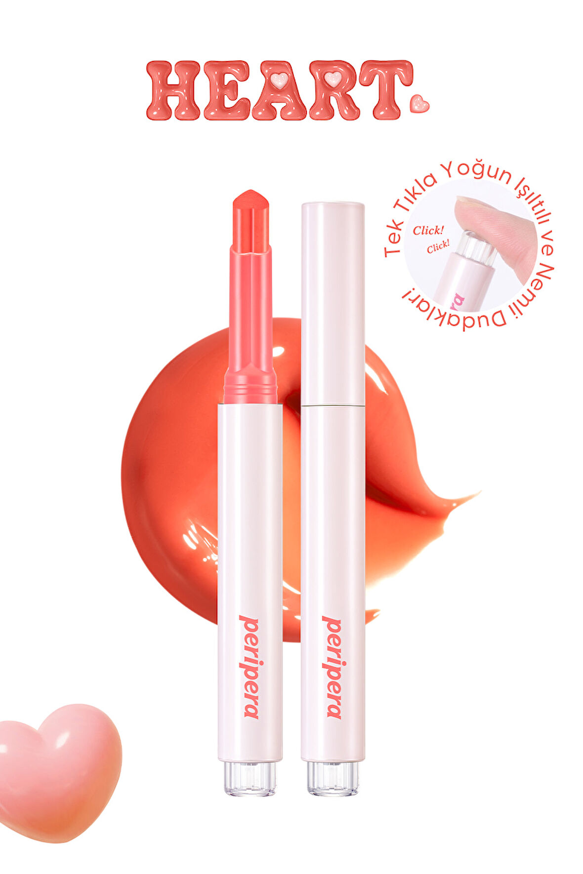 Yoğun Nemlendirici, Parlak Bitişli Balm Peripera Heart Jam Glow Lip (1 Peach Fondue)