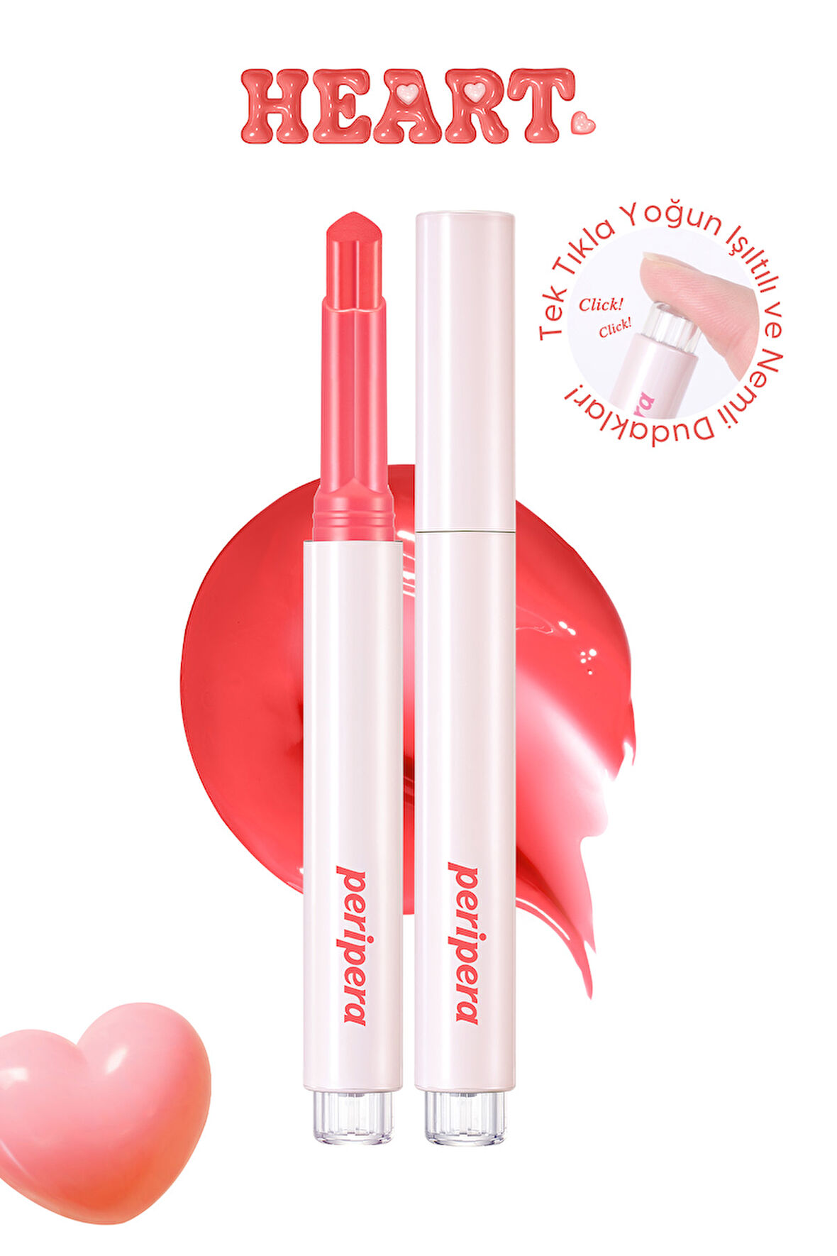 Yoğun Nemlendirici, Parlak Bitişli Balm Peripera Heart Jam Glow Lip (3 Grapefruit Crush)