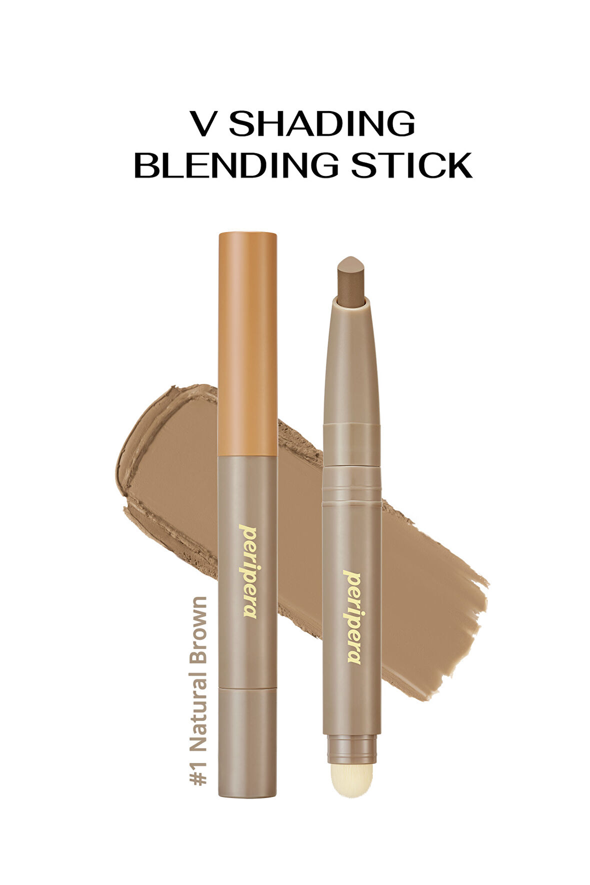 Pratik Uygulanan Çift Taraflı Kontür Stick PERIPERA V Shading Blending Stick (001 Natural Brown)