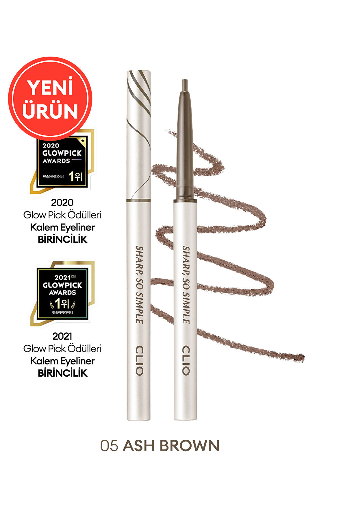 Suya Dayanıklı, İnce Uçlu Göz Kalemi CLIO Sharp So Simple Waterproof Pencil Liner (005 Ash Brown)