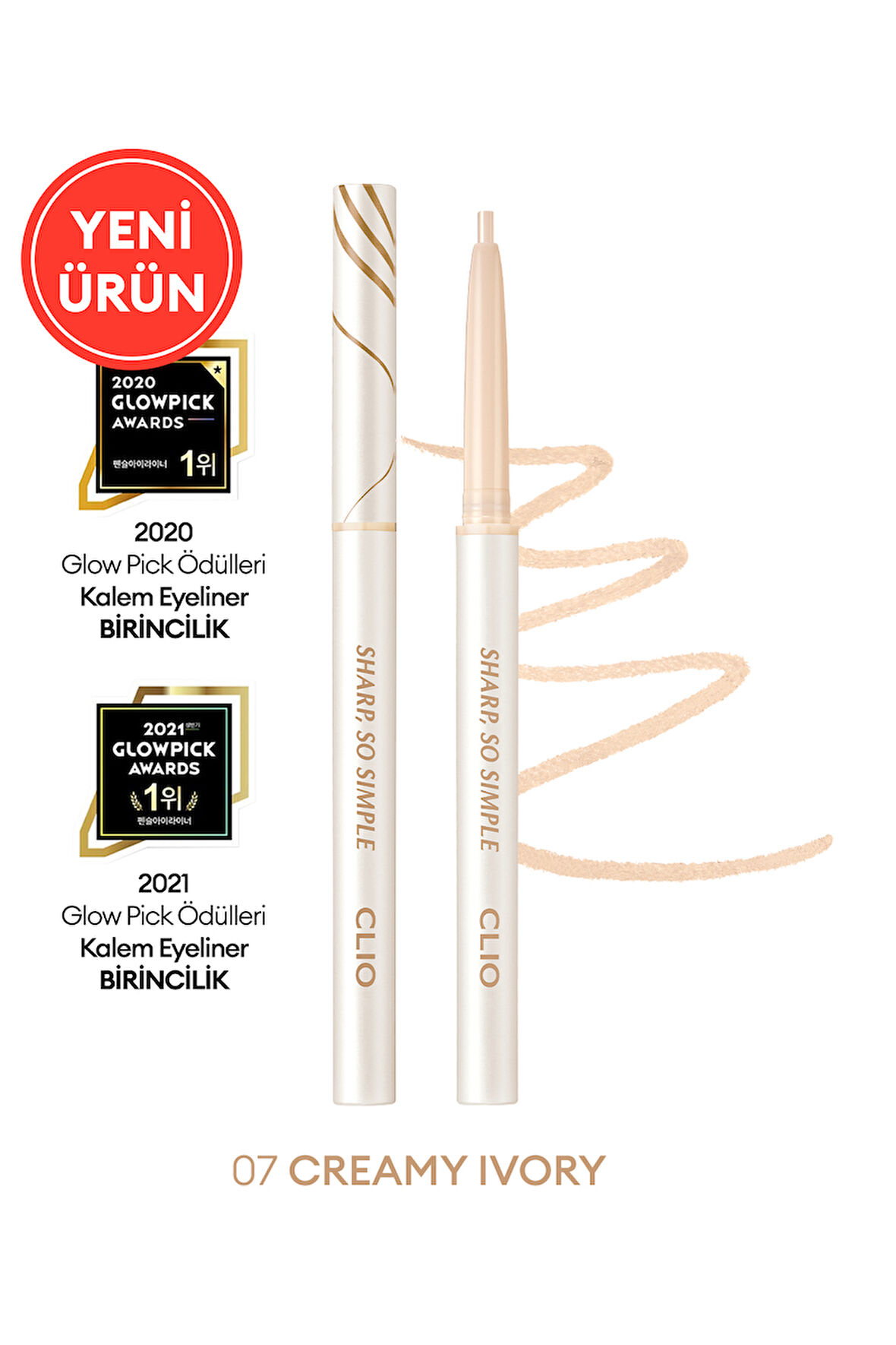 Suya Dayanıklı, İnce Uçlu Göz Kalemi CLIO Sharp So Simple Waterproof Pencil Liner (007 Creamy Ivory)