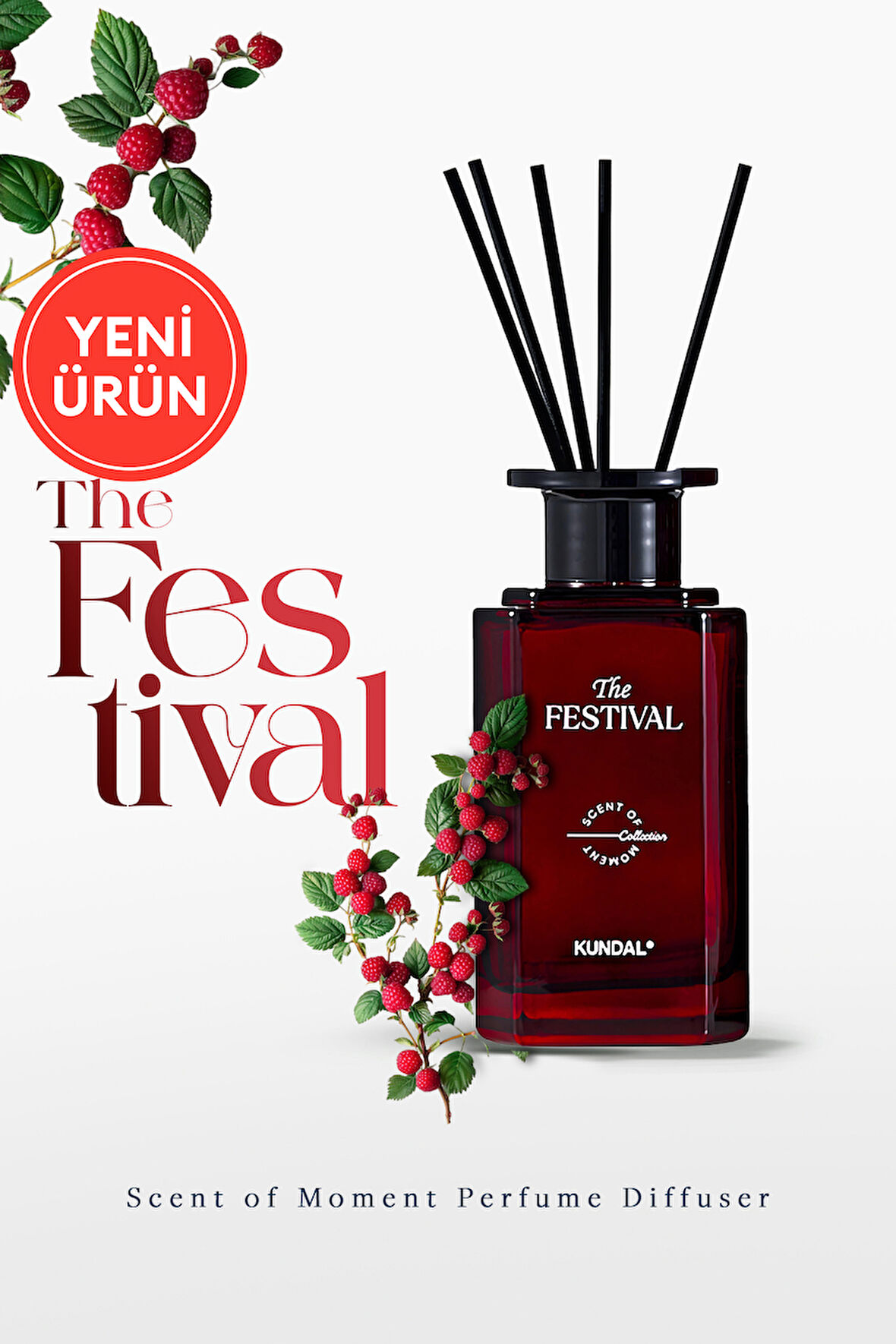 Şık ve Dekoratif, Çubuklu Oda Kokusu - Difüzör KUNDAL Scent Of Moment Diffuser 200ml (Festival)