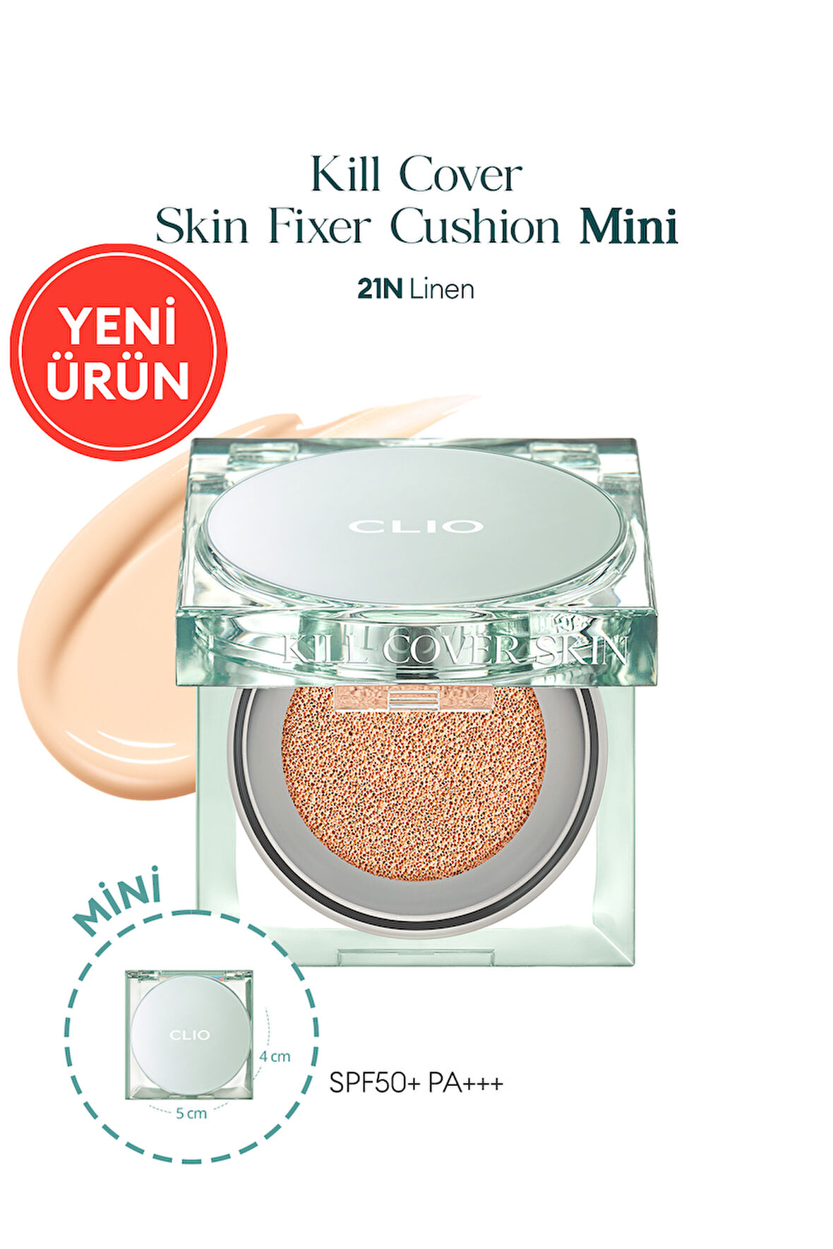 Kalıcı Mat Mini Boy Cushion CLIO Kill Cover Skin Fixer Cushion Mini (21N Linen) SPF50+ PA+++