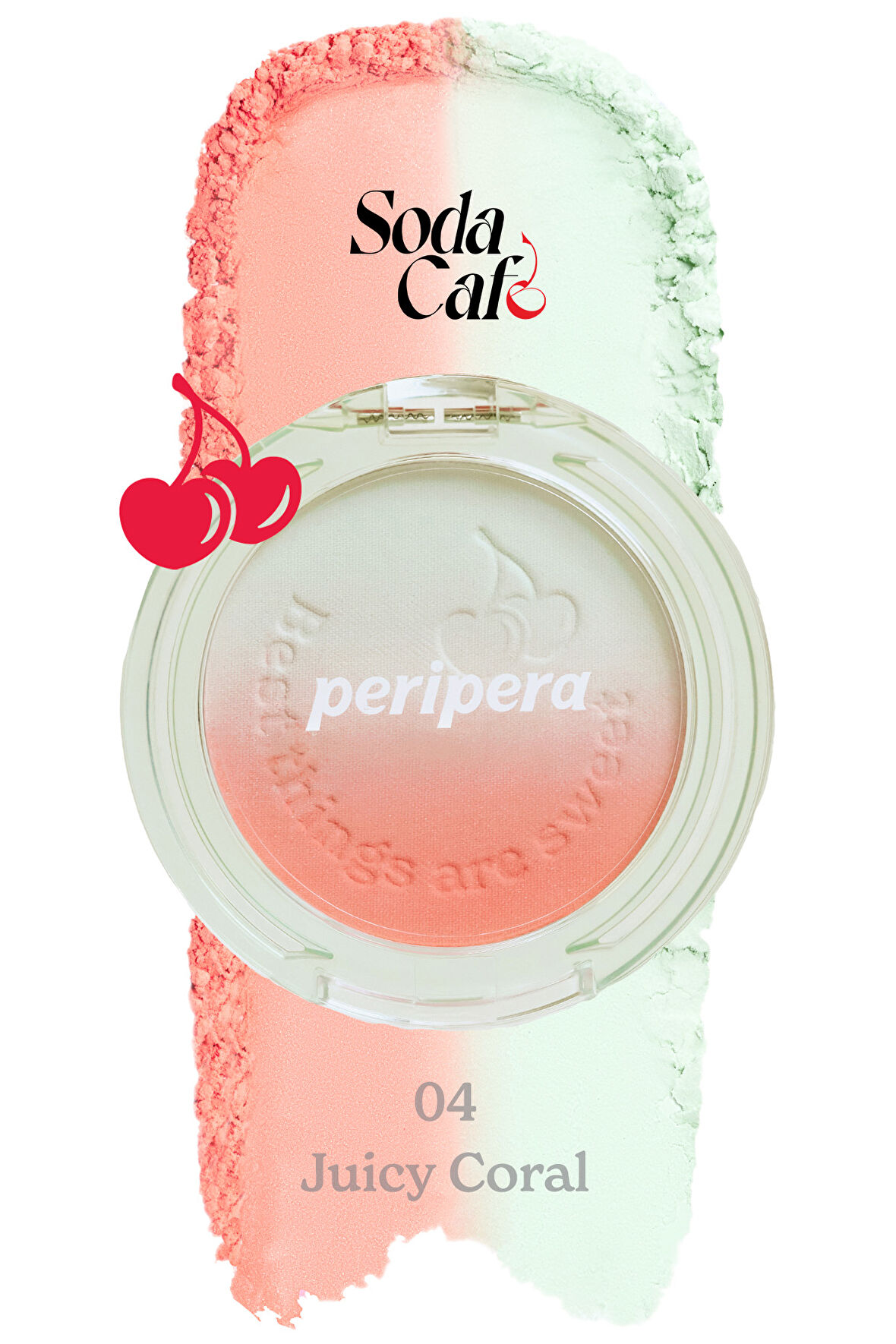 Doğal ve Aydınlık Görünüm Sunan İki Tonlu Allık PERIPERA Pure Blushed Custom Cheek (004 Juicy Coral)