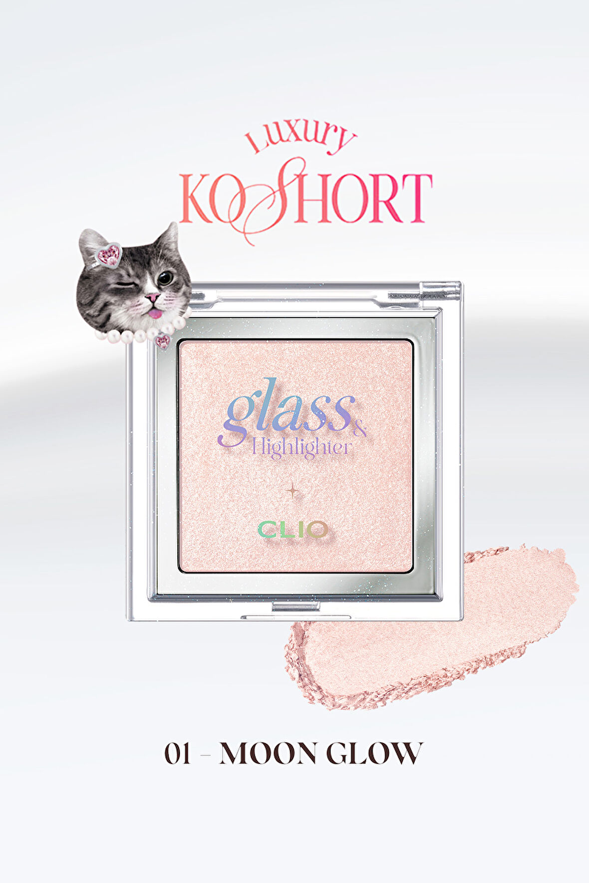 Doğal Görünüm Sunan Pembe Işıltılı Aydınlatıcı CLIO Glass&Highlighter (01 Moon Glow) Luxury Koshort