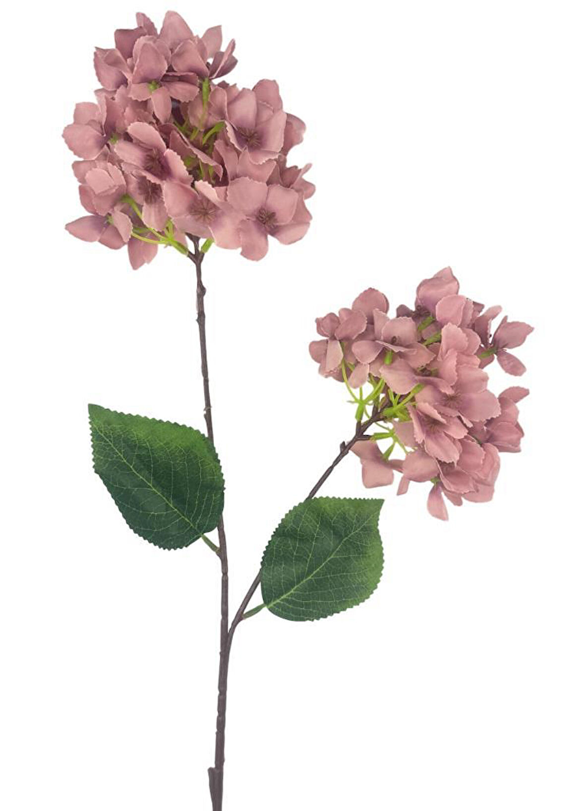 Yapay Çiçek Ortanca 90cm 2Toplu Gülkurusu Koyu Tek Dal Kumaş Çiçek Uzun Dal