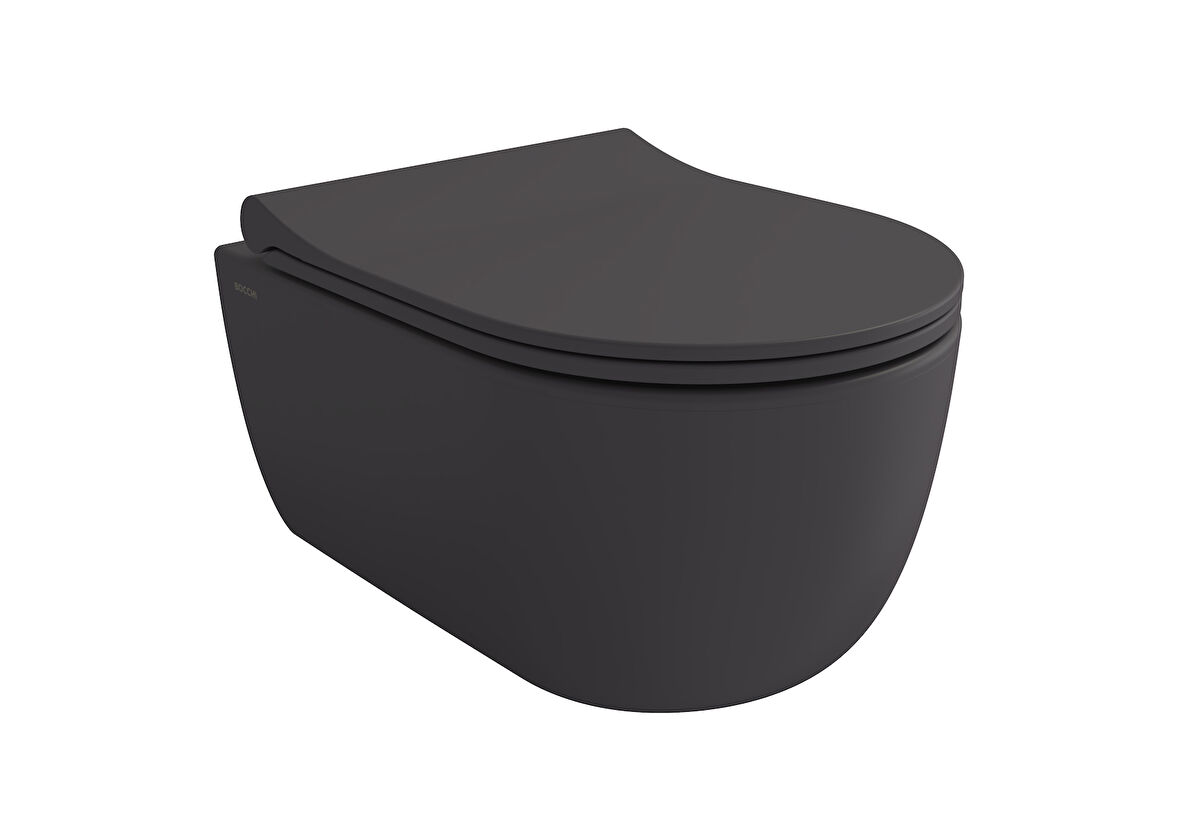 Bocchi V-Tondo Kanalsız Kısa Asma Klozet Kapak Dahil Antrasit 1417-020-0128