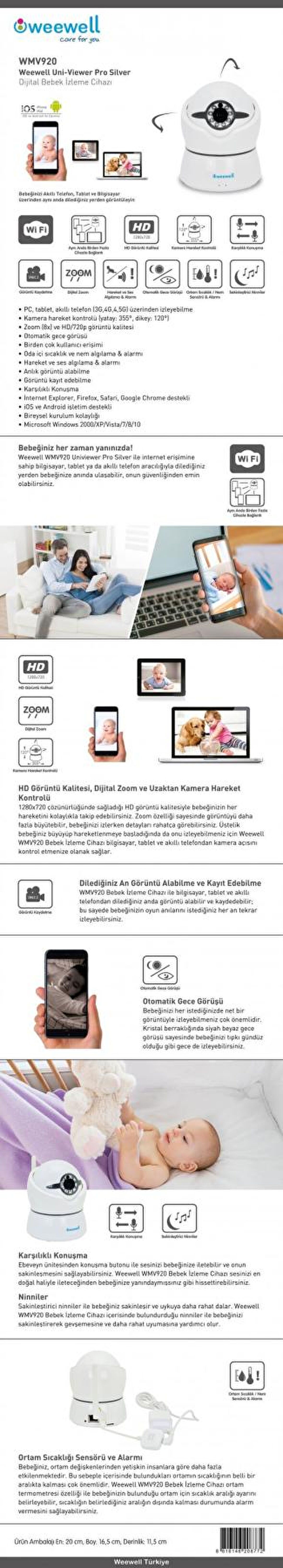 Weewell WMV920 Uni-Viewer Pro Silver Dijital Bebek