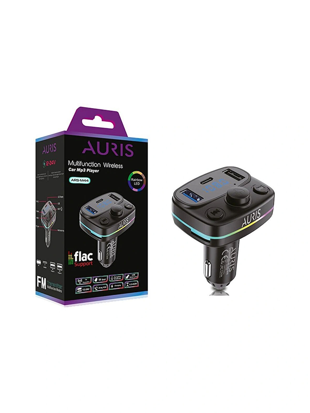 AURIS ARS-M44 FM Modülatör / Araç Kiti - Bluetooth 5.3, 3.1A Hızlı Şarj ve Çoklu Bağlantı