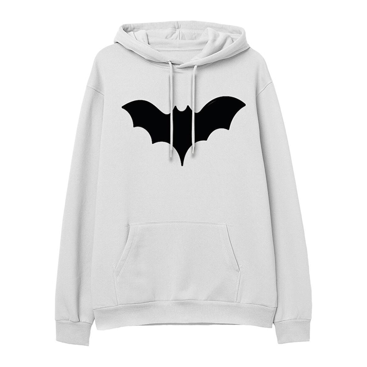 Bat   Baskılı Beyaz Hoodie