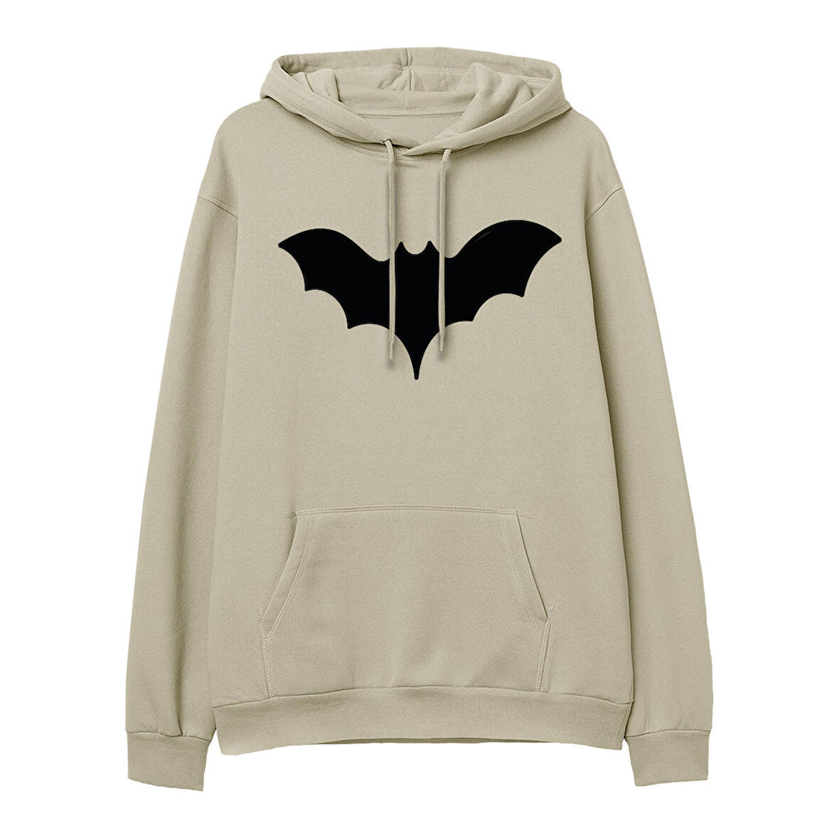 Bat   Baskılı Krem Hoodie