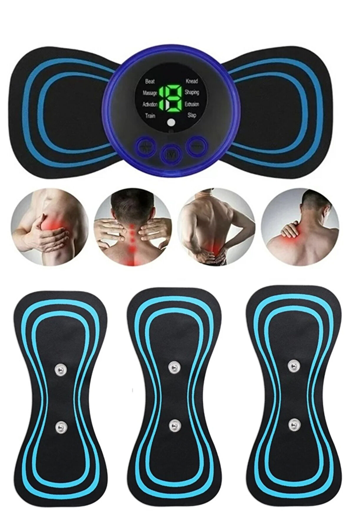 Kelebek Masaj Aleti Tüm Vücut Ems Elektronik Masaj 1 Cihaz 3 Yedek Ped Özel Set