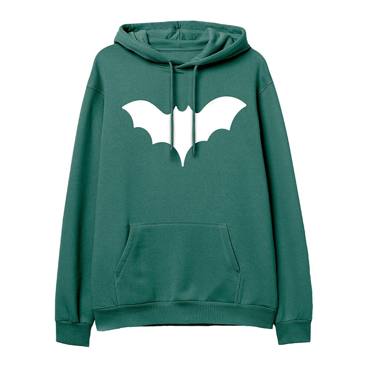 Bat   Baskılı Yeşil Hoodie