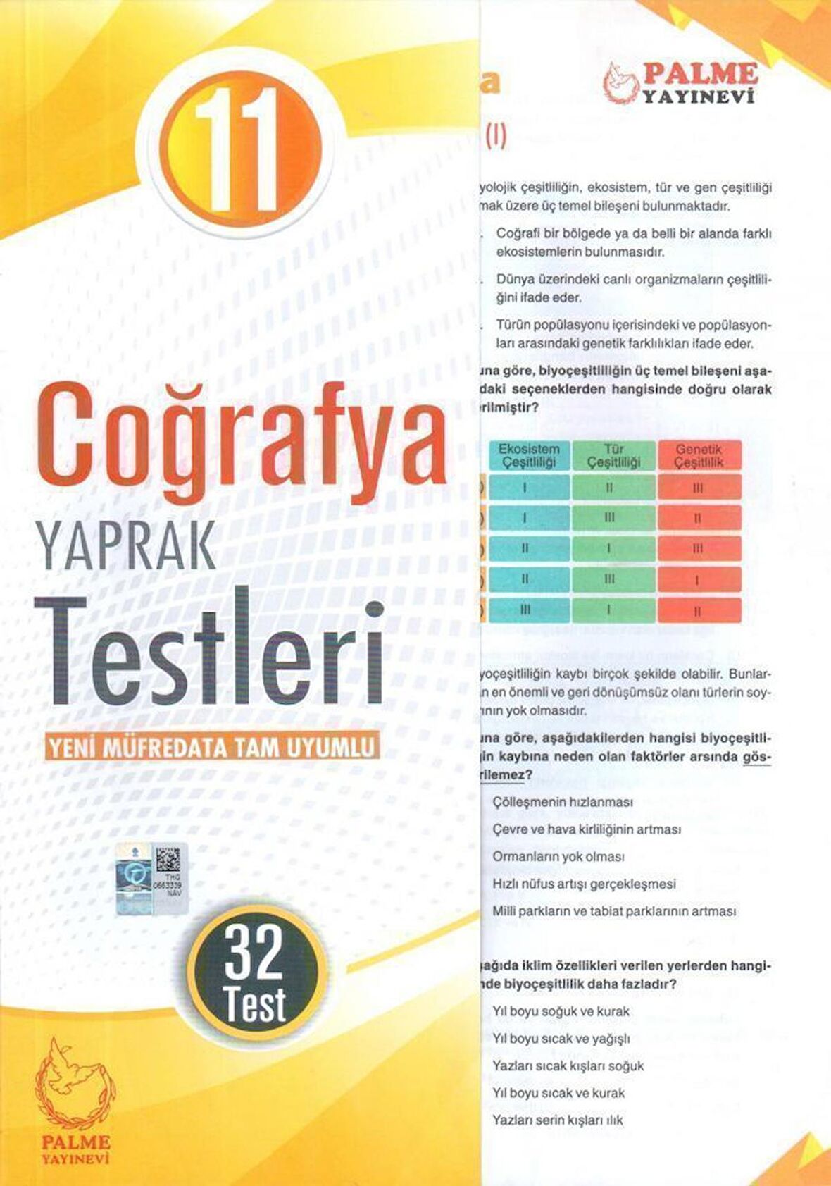 Palme Yayınları 11. Sınıf Coğrafya Yaprak Testleri