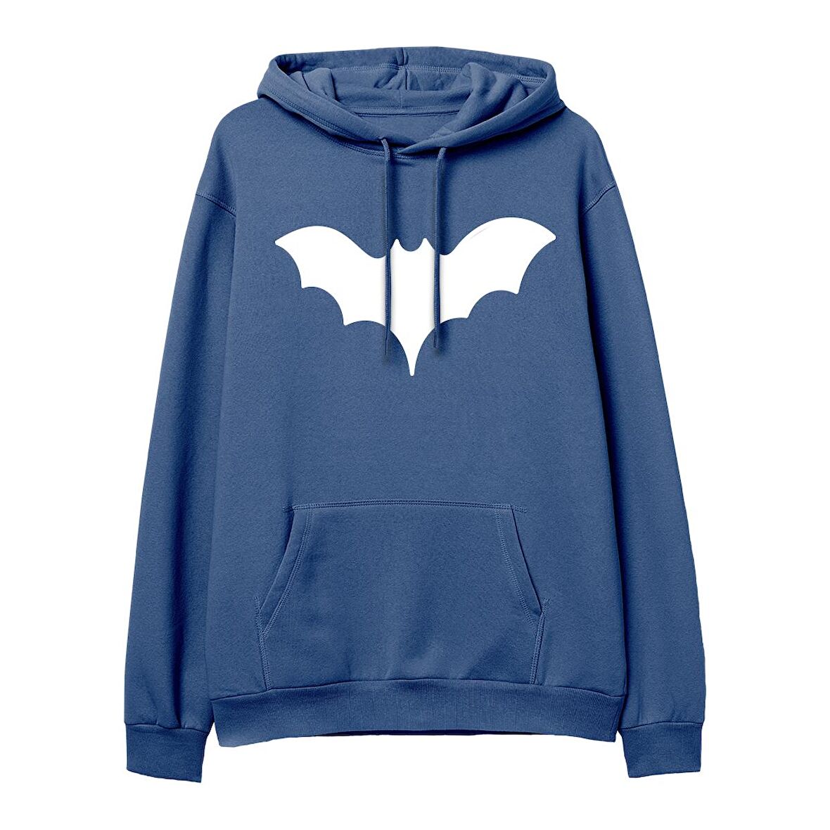 Bat Baskılı Hoodie-Royal Mavi