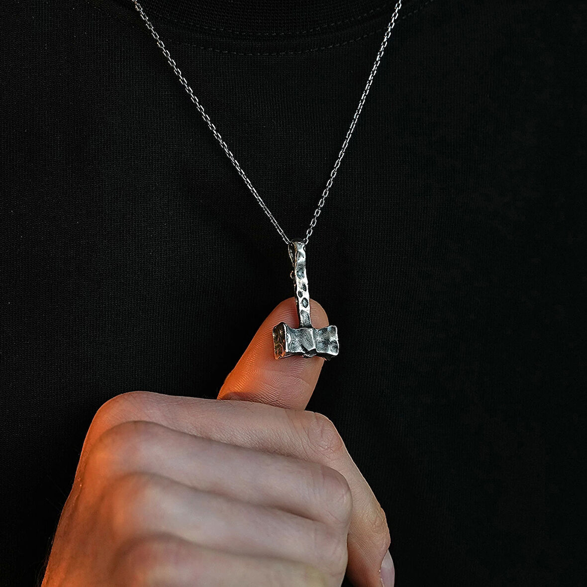 925 Ayar Gümüş Thor'un Çekici Unısex Kolye