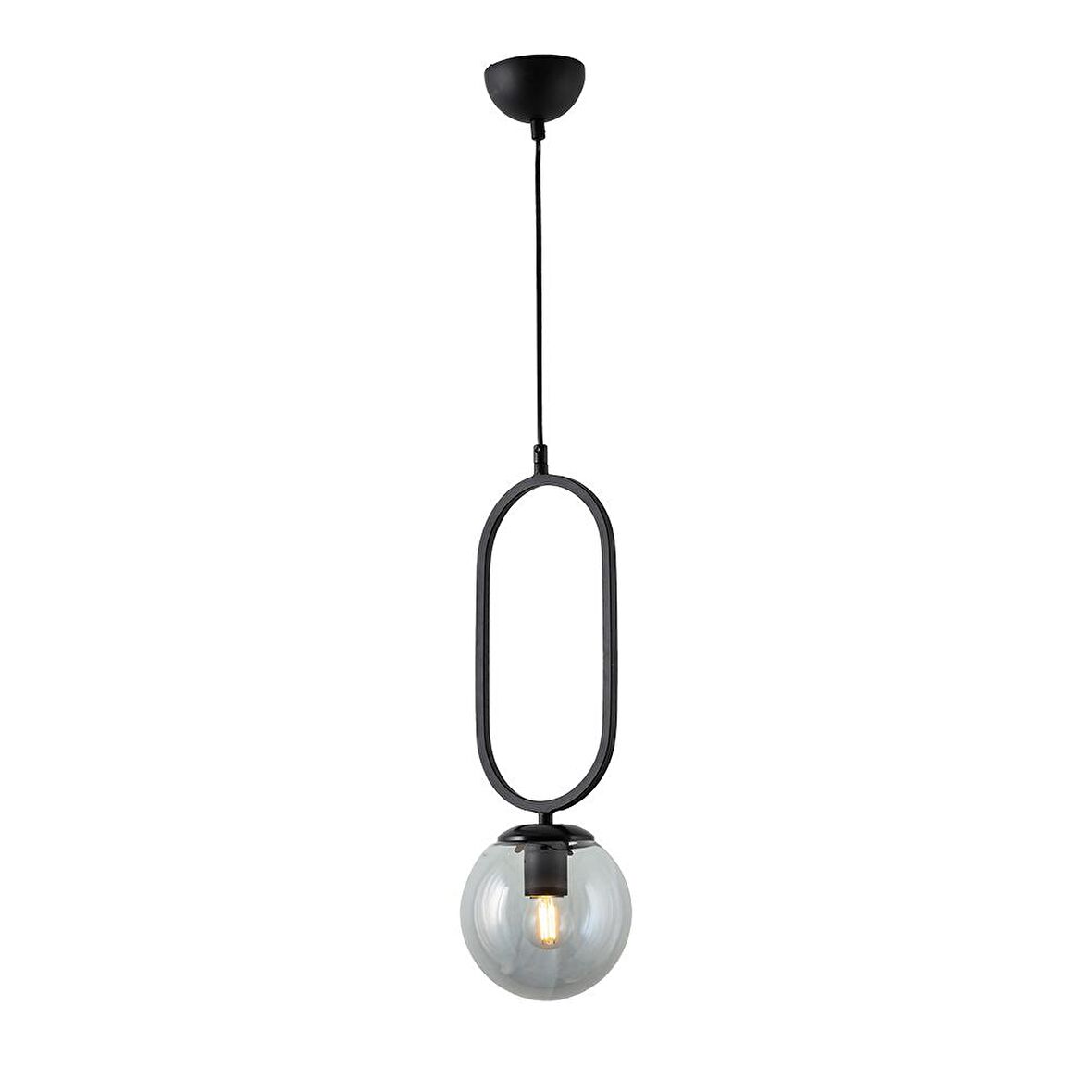 TT016-1 SY TT Aydınlatma Mat Siyah Füme Camlı Tekli Avize