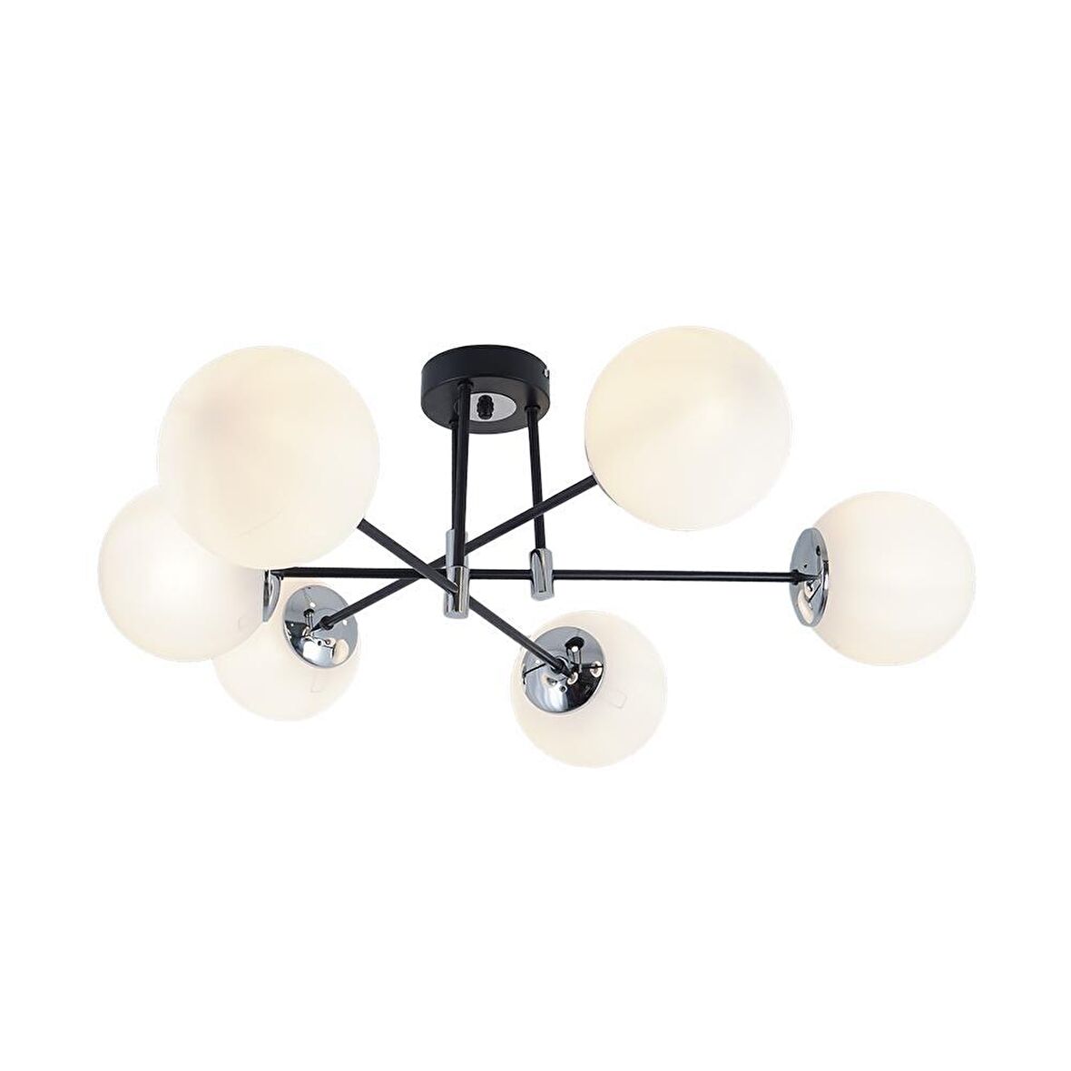 TT027-6 SY-KR TT Aydınlatma Mat Siyah - Krom 6 lı Lüks Avize