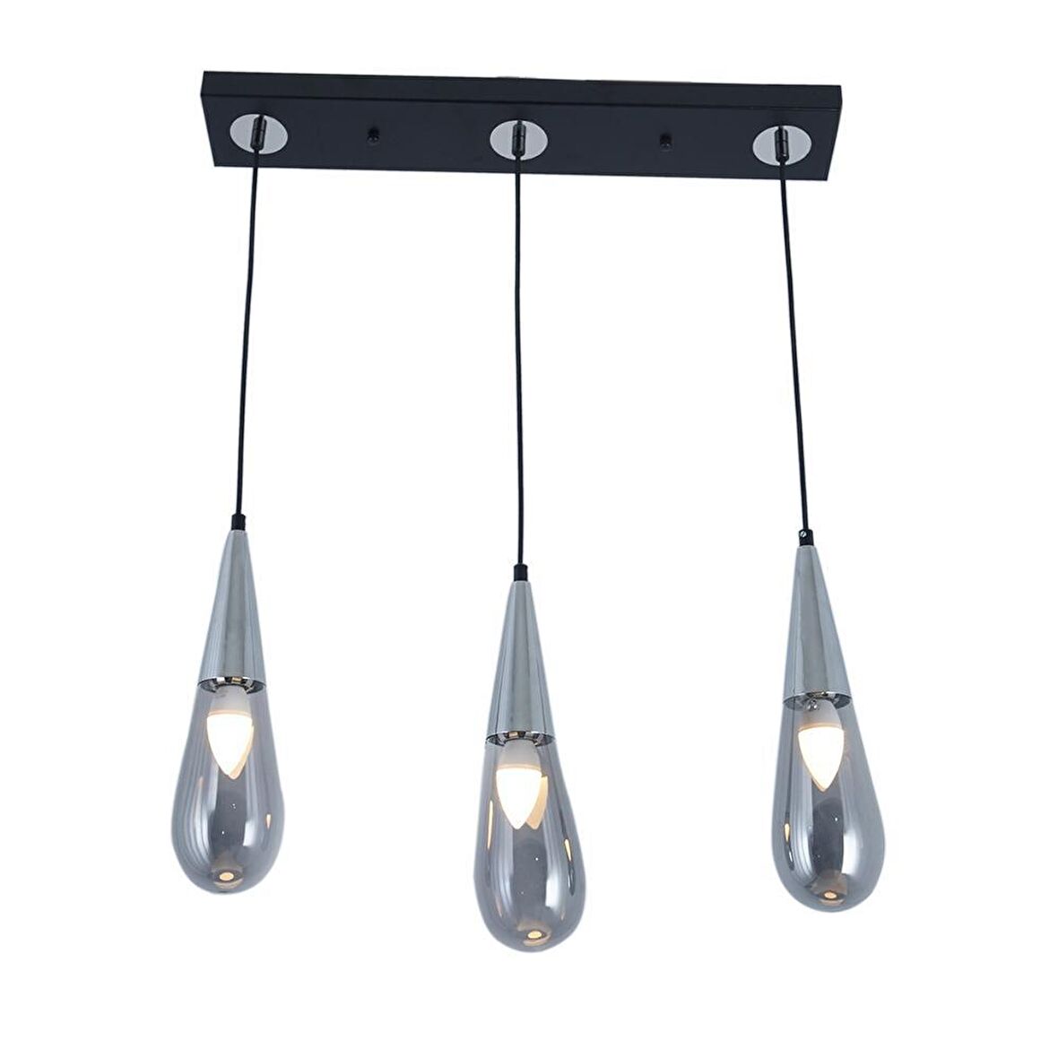 TT023-3S-SY-KR TT Aydınlatma Krom 3 lü Damla Modeli Sıralı Avize