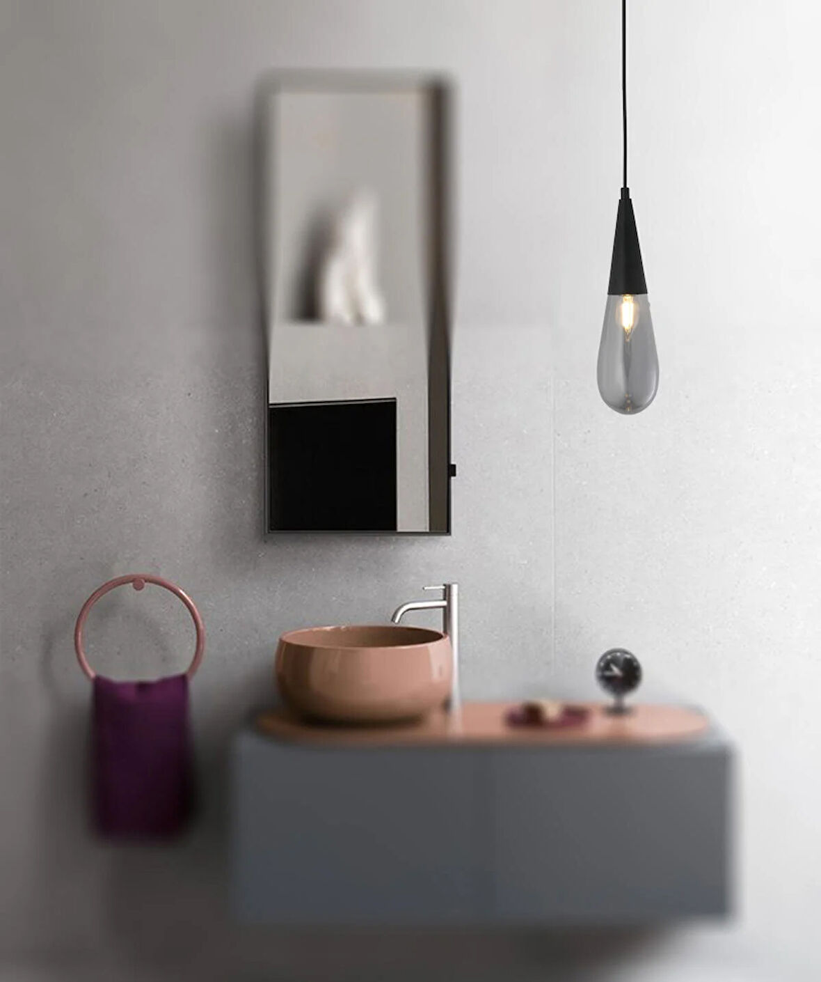 TT023-1-YTK-FULL-SY TT Ayd Damla Modeli Mat Siyah Yatak Başlık - Banyo Avizesi
