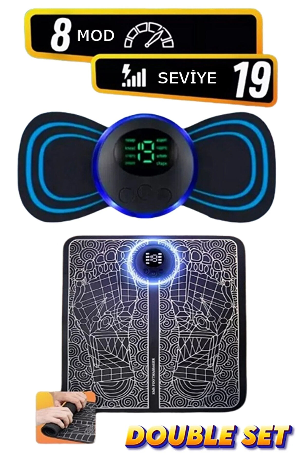 2li Set Tüm Vücut Sırt Boyun Basen Kalça Bacak Ayak Titreşimli Ems Masaj Aleti Seti Kablosuz