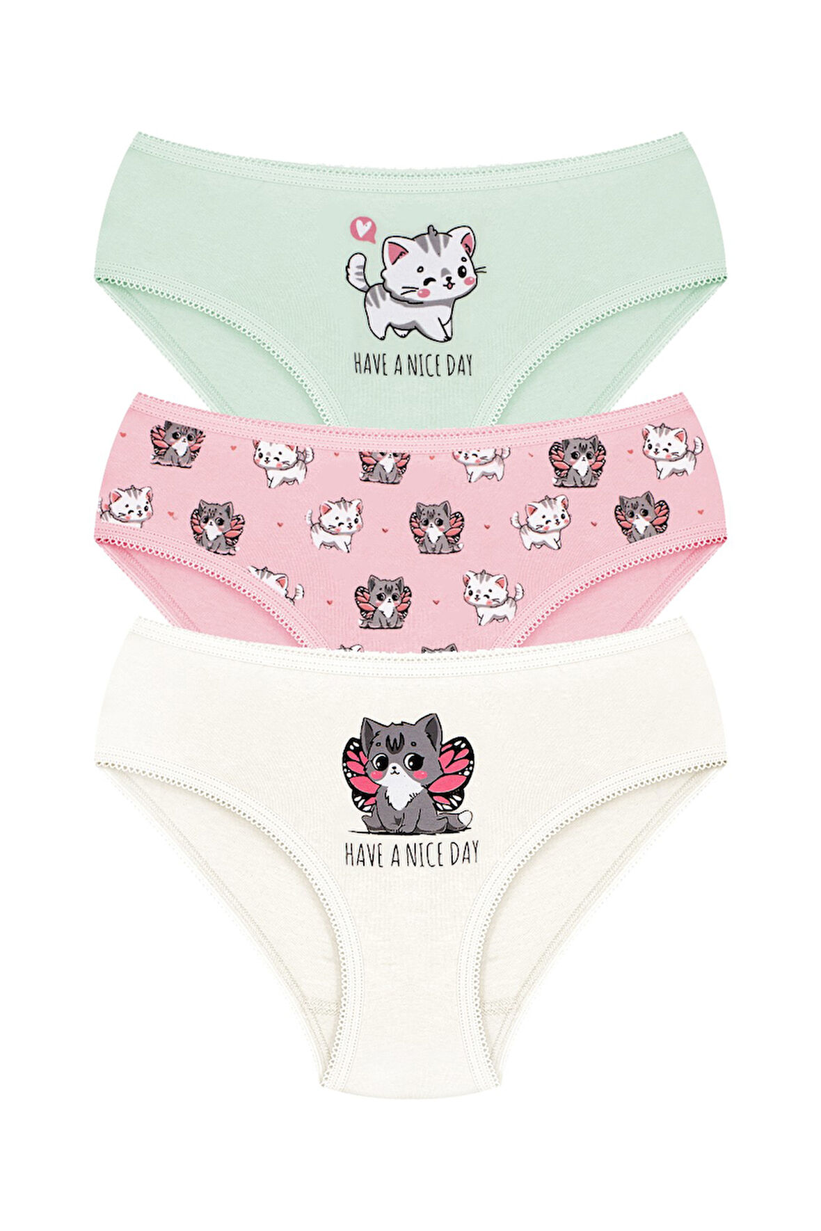 Öts Kız Çocuk Külot 3'lü Baskılı (%96 Pamuk - %4 Elastan)