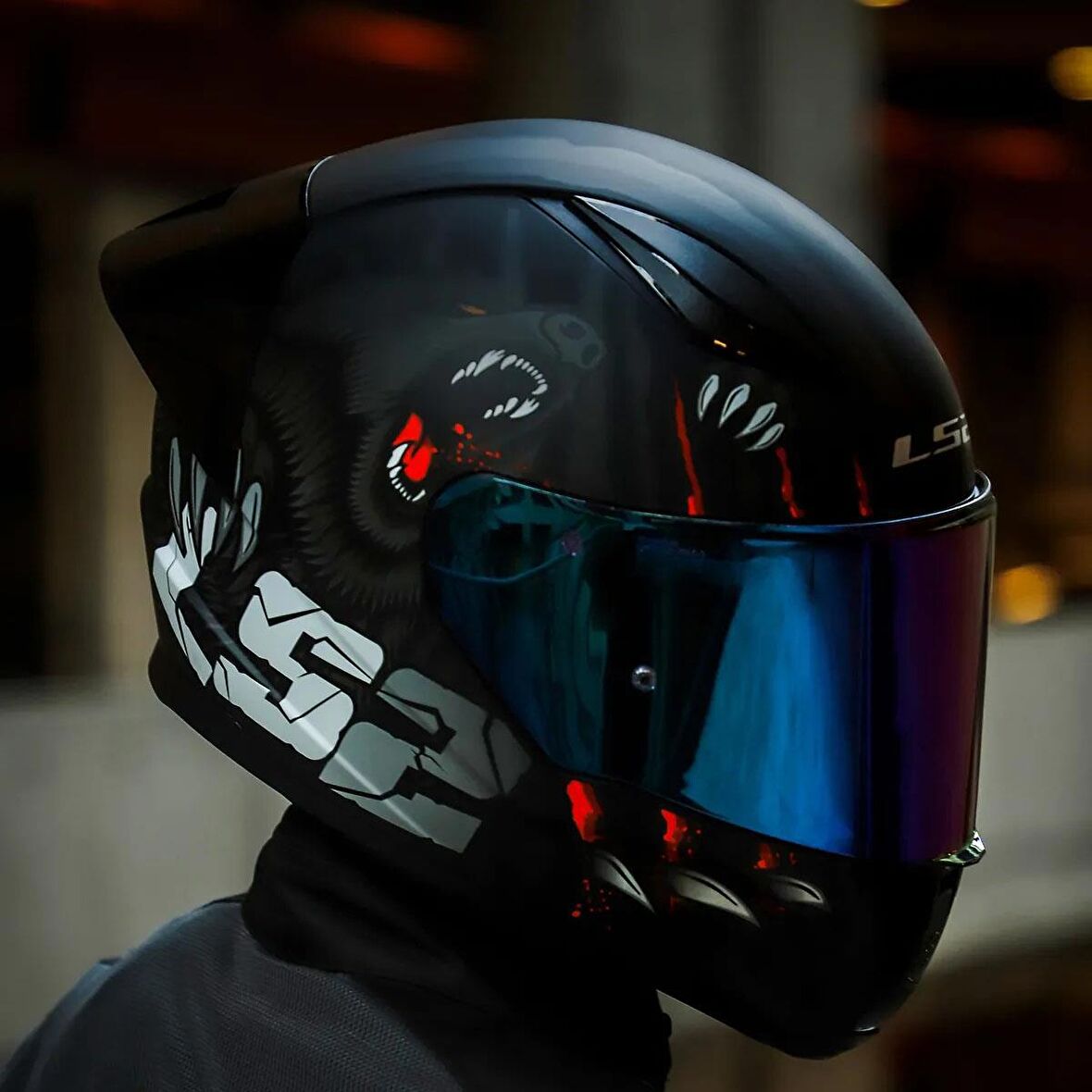 Ls2 Rapid 2 Clawn Race Full Face Motosiklet Kaskı Yarış Spoiler +  Şeffaf + Gökkuşağı Vizörlü