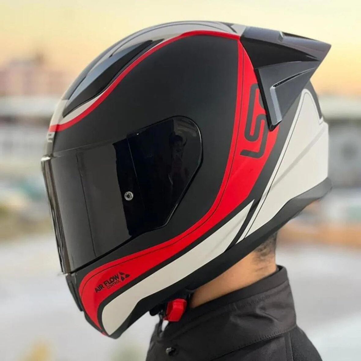 Ls2 Rapid Deeper Race Full Face Motosiklet Kaskı Yarış Spoiler + Siyah Vizör