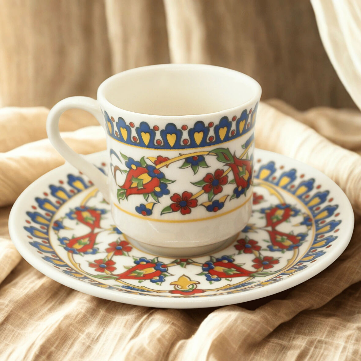 Osmanlı Çini Motifli 6 Kişilik Fincan Takımı