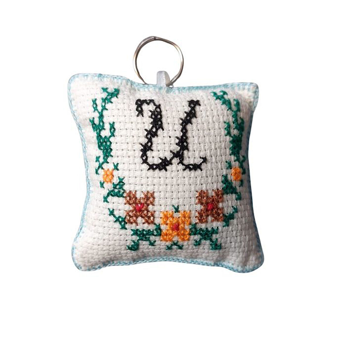 Uretti - Sibel 2453 5757 El Yapımı U Harfi Kanaviçe Anahtarlık