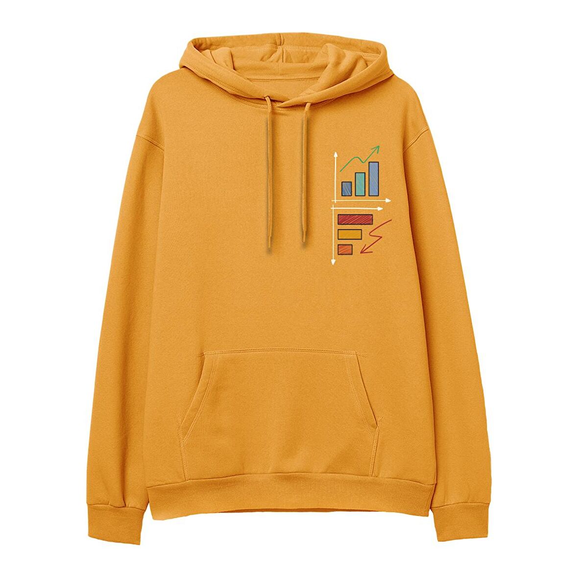 Down Up Baskılı Hoodie-Portakal