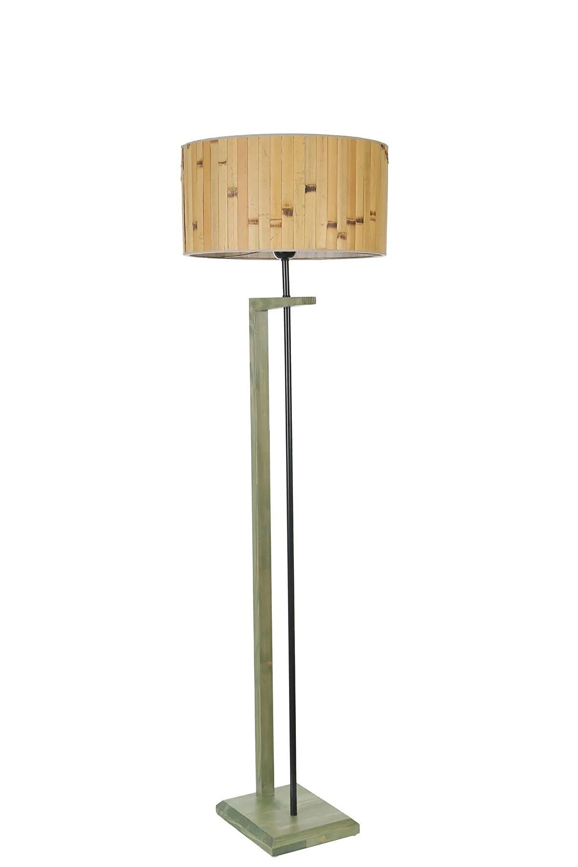MENEKŞE YEŞİL LAMBADER SİLİNDİR BAMBU 02 ABAJURLU