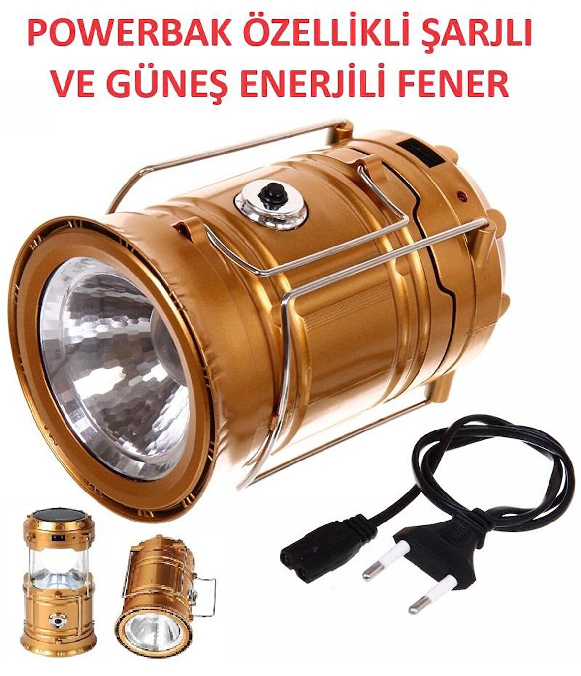 Kamp Feneri Şarjlı Güneş Enerjili Powerbank Özellikli Fener Çok Fonksiyonlu 