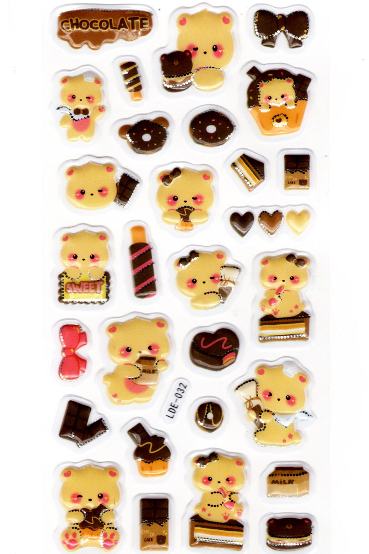 Sticker Kabartmalı Stiker Defter Planlayıcı Etiket (Lde032)-19x9cm - Ayıcık Çikolata