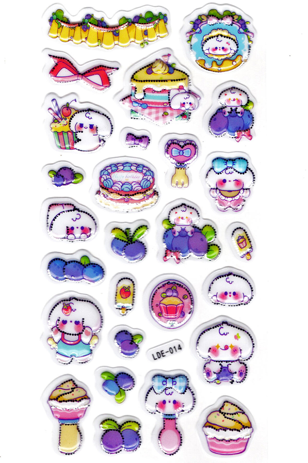 Sticker Kabartmalı Stiker Defter Planlayıcı Etiket (Lde014)-19x9cm - Tavşan Yabanmersini