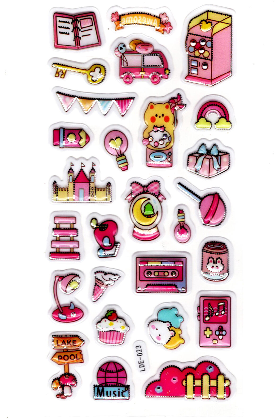 Sticker Kabartmalı Stiker Defter Planlayıcı Etiket (Lde023)-19x9cm - Nostaljik Araba Şeker