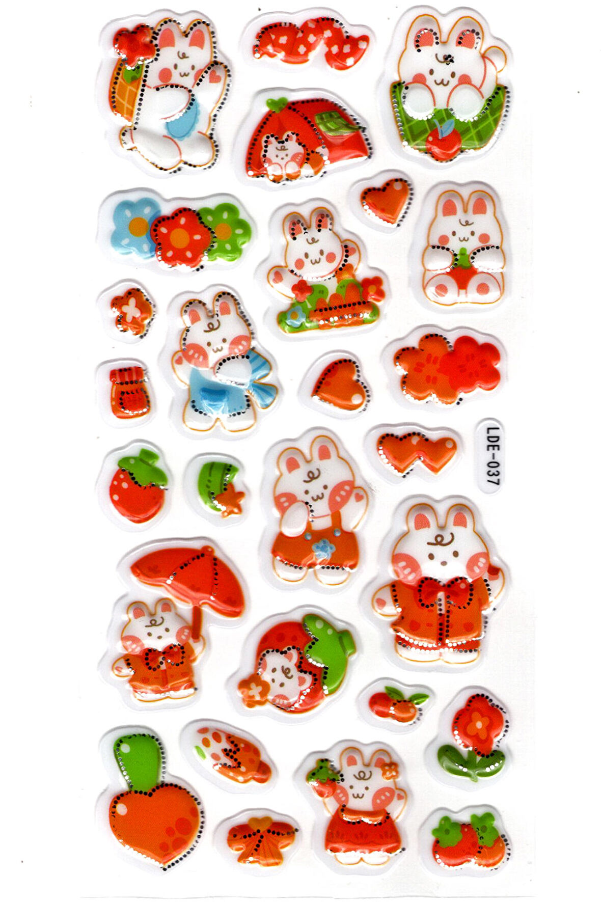 Sticker Kabartmalı Stiker Defter Planlayıcı Etiket (Lde037)-19x9cm - Kırmızı Tavşan