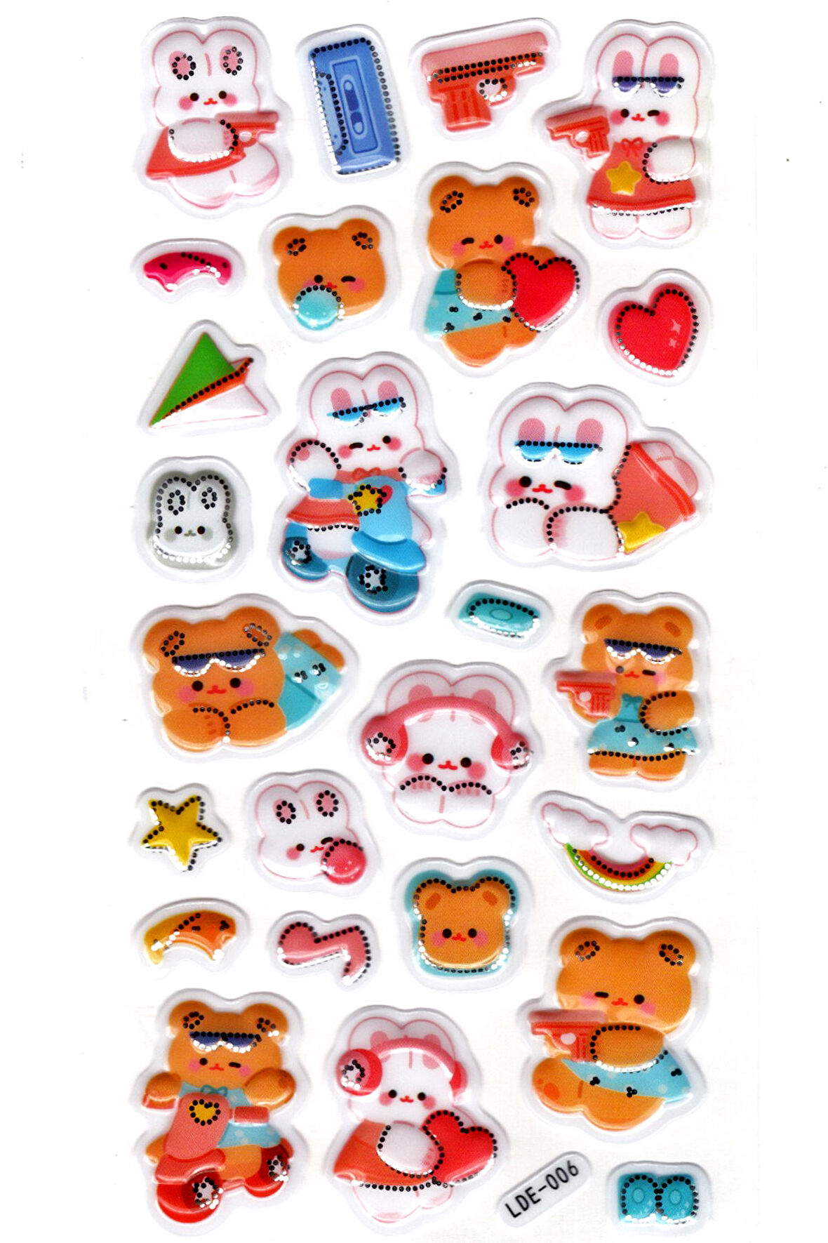 Sticker Kabartmalı Stiker Defter Planlayıcı Etiket (Lde006)-19x9cm - Motorlu Tavşan Ayıcık