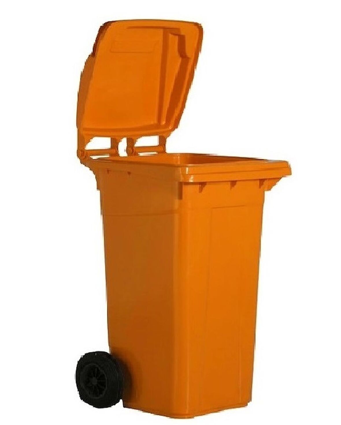 Safell Plastik Çöp Konteyneri 120 Lt - Yüksek Isıya Dayanıklı Tekerlekli Konteyner - Turuncu