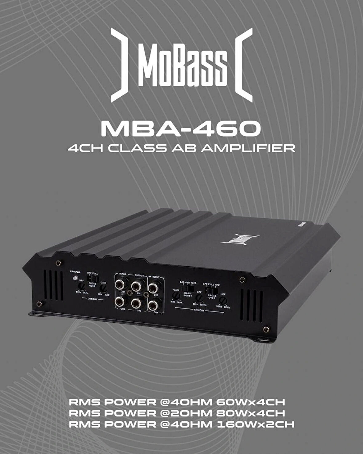MOBASS MBA-460-4X60W RMS-KALİTELİ 4 KANAL YER KAPLAMAYAN YENİ NESİL ANFİ