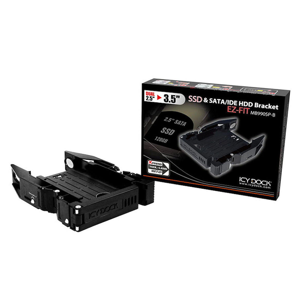 Icy Dock MB990SP-B Ez Dock 2.5 inch x 2 Yuva 3.5 inch Çevirici Disk Kızağı