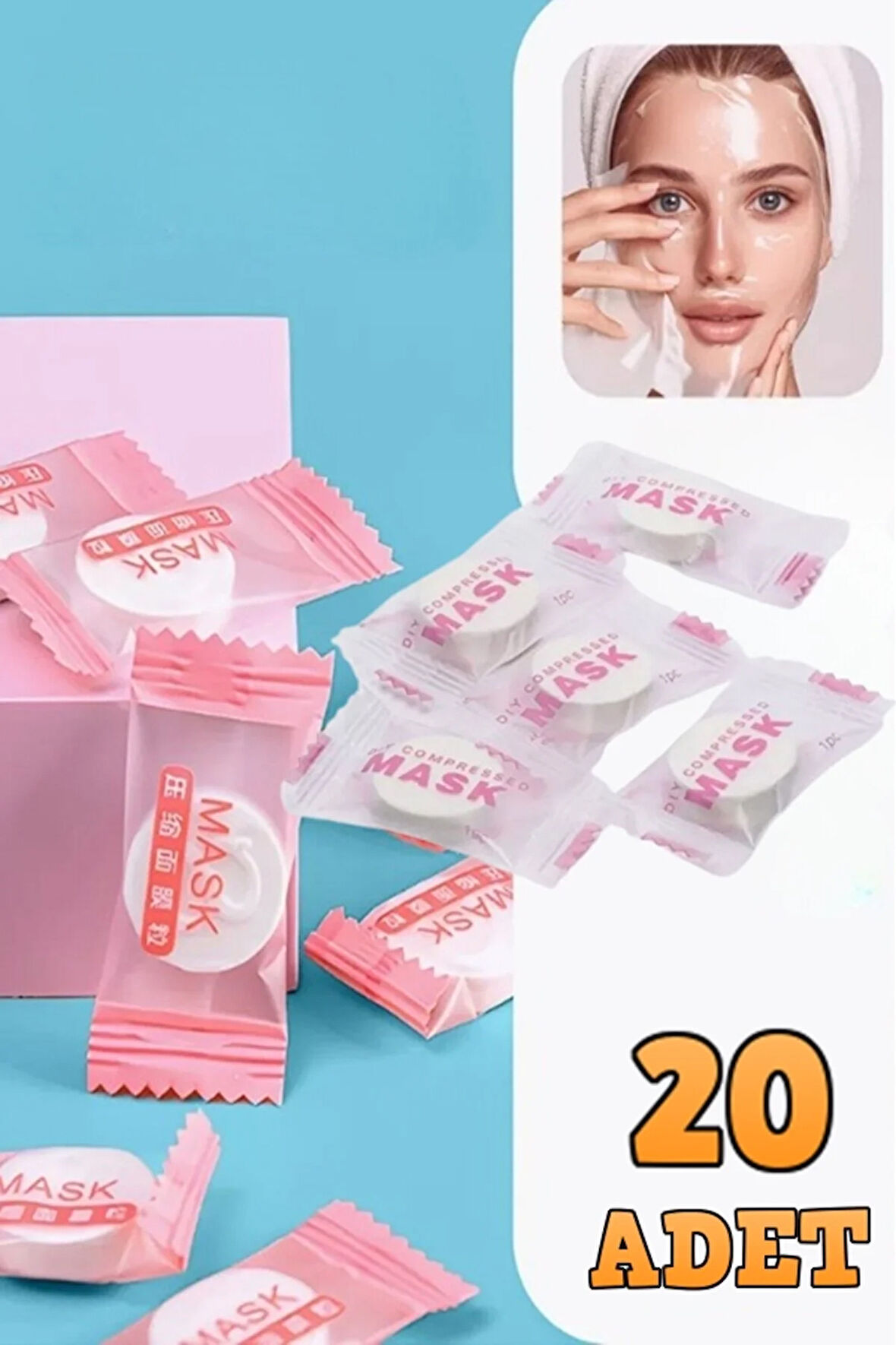 Sıkıştırılmış Yüz Maskesi Dıy Kağıt Maske Tabletleri 20 Adet