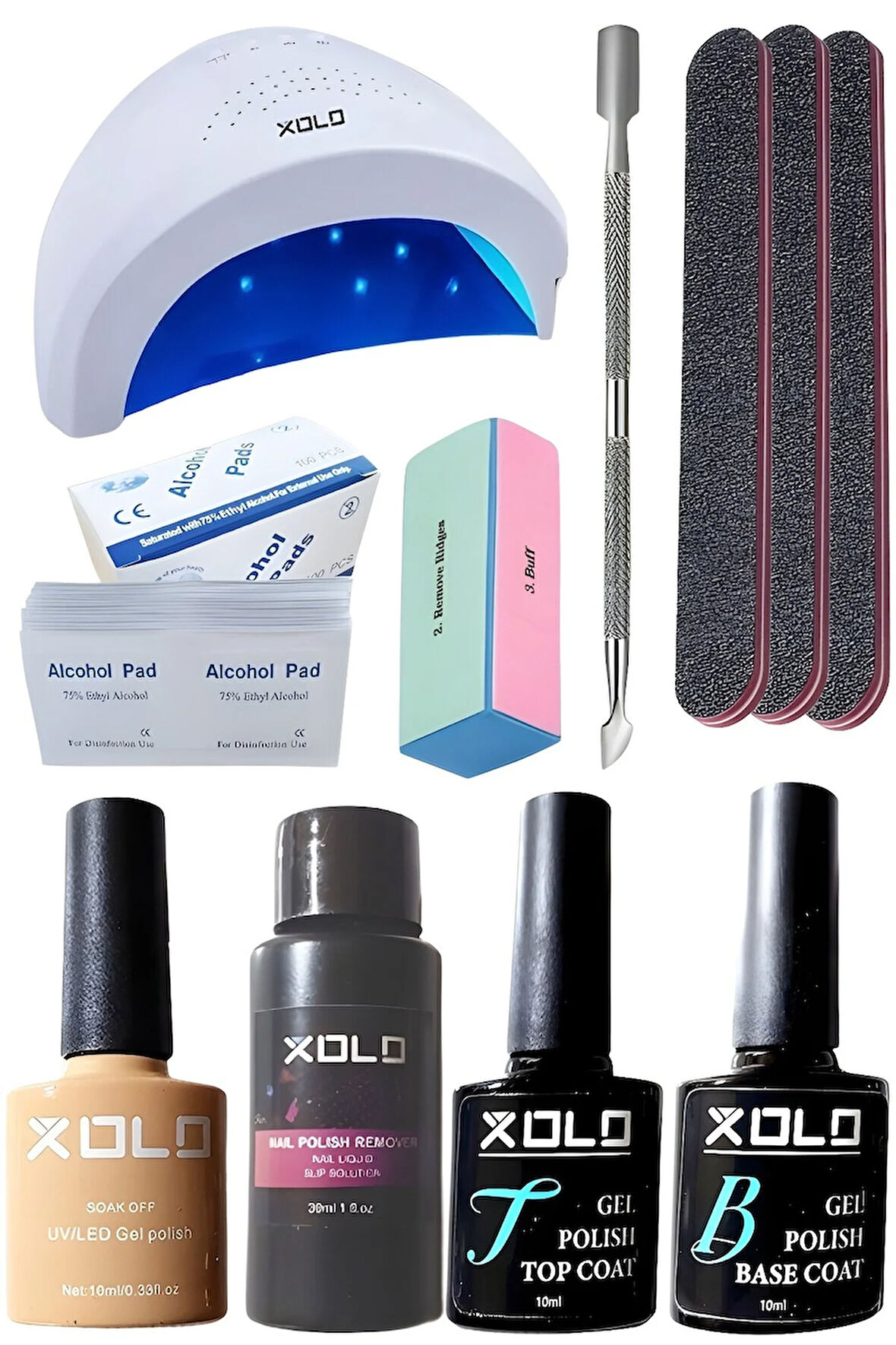 Kalıcı Oje Yapma Seti 20 Parça Nude Serisi Top Base Top Coat Solüsyon Kronk Törpü Uv Led Seti